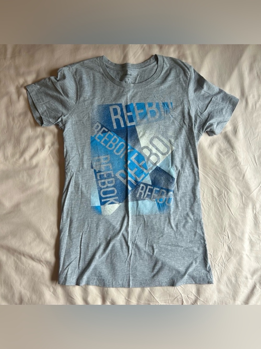 Reebok Athletic Graphic Tee – Blue & Gray – Size Medium